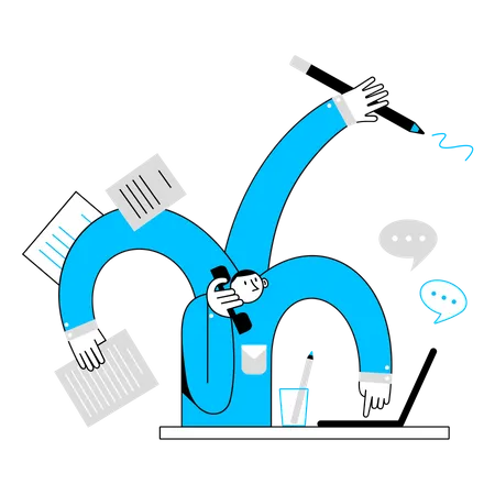 Multitasking In Business  Illustration
