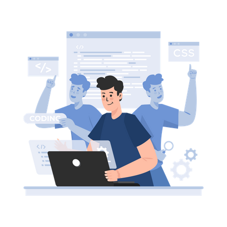 Multitasking web developer Illustration