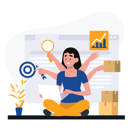 Multitasking worker  Illustration