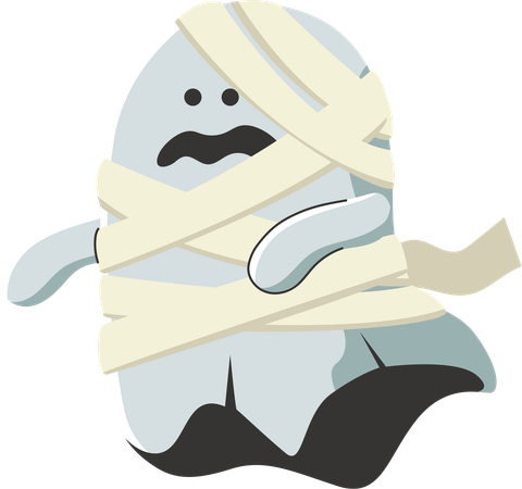 Mummy Wrapped Ghost  Illustration