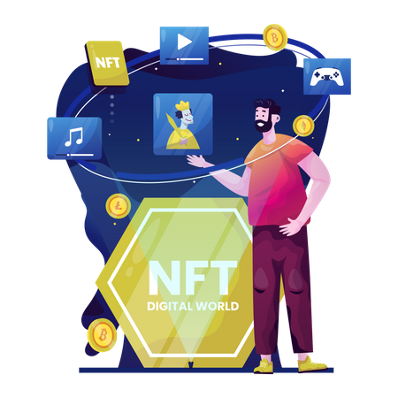 NFT del mundo digital  Ilustración