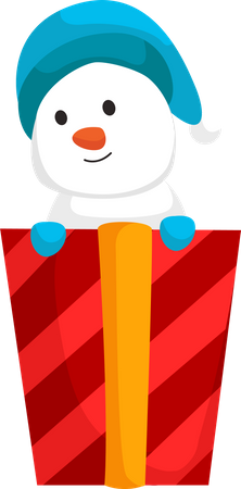 Muñeco de nieve de navidad con regalo  Ilustración