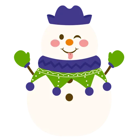 Sombrero de vaquero muñeco de nieve  Ilustración