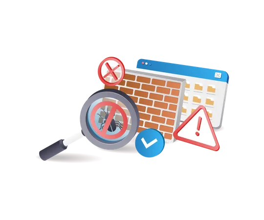 Analyse antivirus des logiciels malveillants du mur de sécurité  Illustration