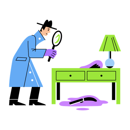 Murder detective finding clues  Illustration