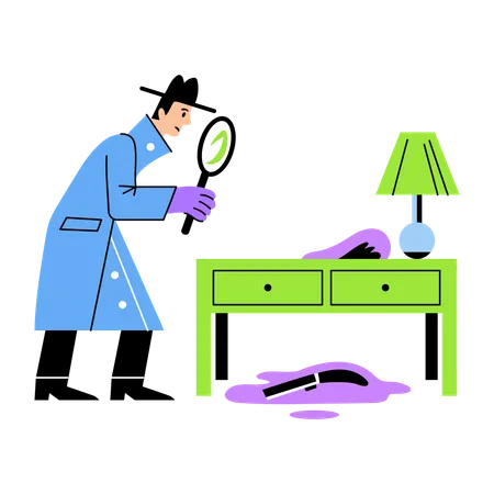 Murder detective finding clues  Illustration