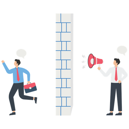 Comunicación mural entre empresarios.  Ilustración