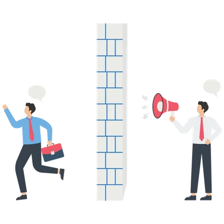 Comunicación mural entre empresarios.  Ilustración