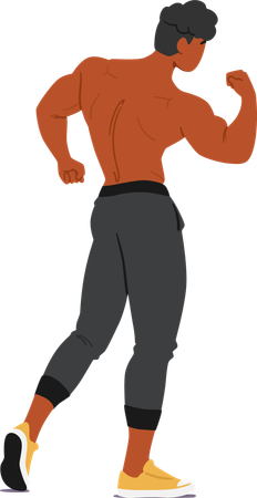 Muscular Bodybuilder Male Character From Back  Illustration