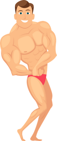 Muscular man flaunting body  Illustration