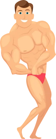 Muscular man flaunting body  Illustration