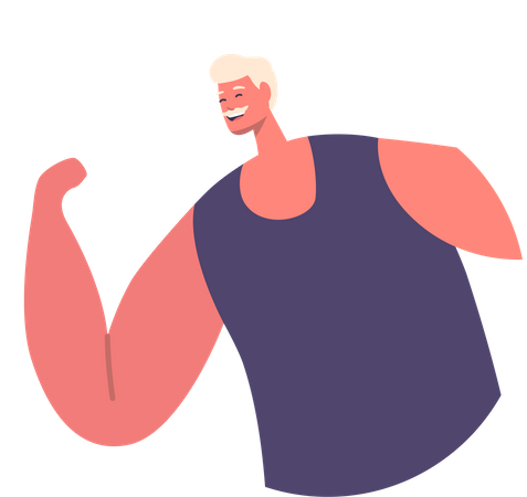Muscular Man showcases his strength  Illustration