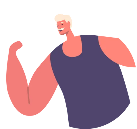 Muscular Man Showcases His Strength And Physique Radiating Confidence And Dedication To Fitness His Sculpted Muscles Are A Testament To Hard Work And Discipline Cartoon People Vector Illustration Illustration