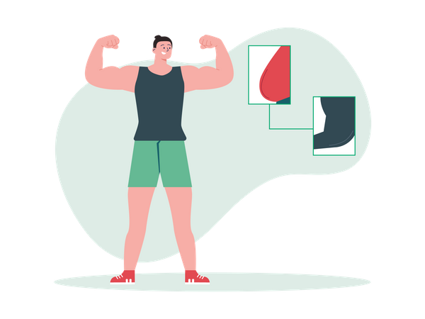 Muscular man showing biceps  Illustration