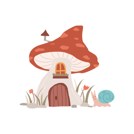 Mushroom fairy house of gnome or fairy  Illustration