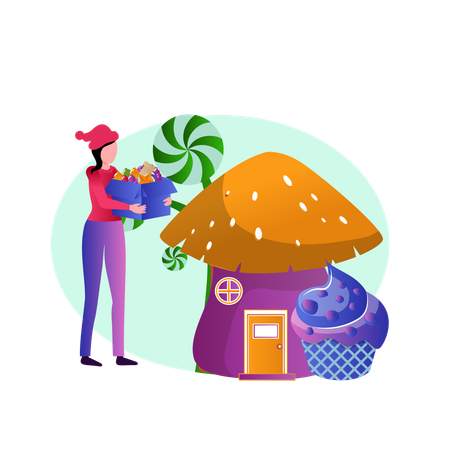 Mushroom house  Illustration