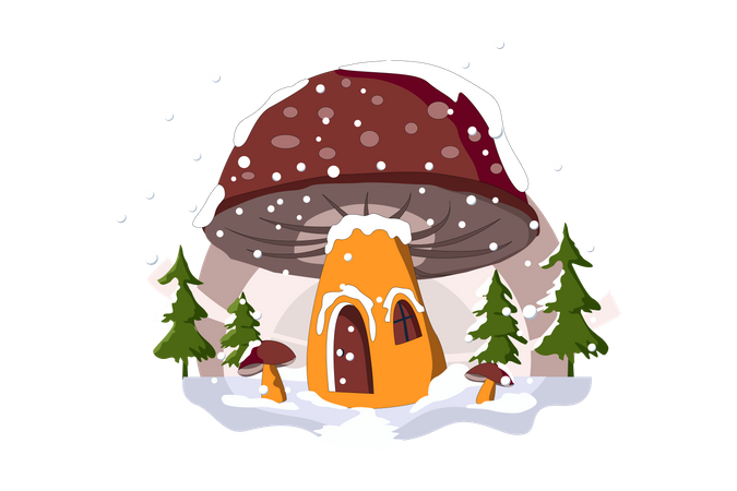 Mushroom House Illustration