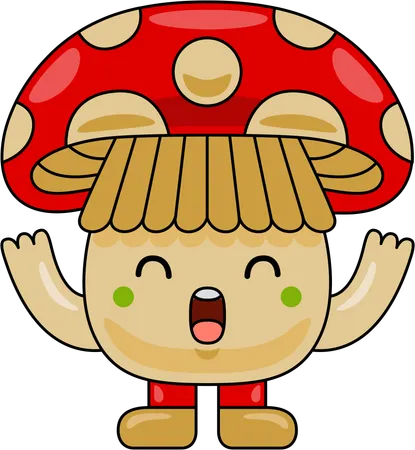 Mushroom Mascot Character  Illustration