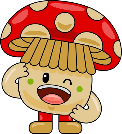 Mushroom Mascot Character laughing  Illustration