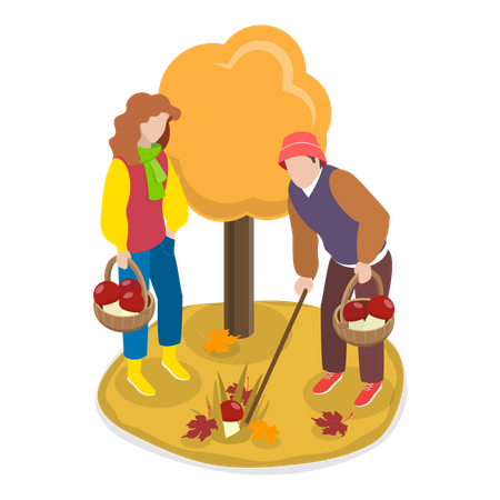 Mushroom Picking  Illustration