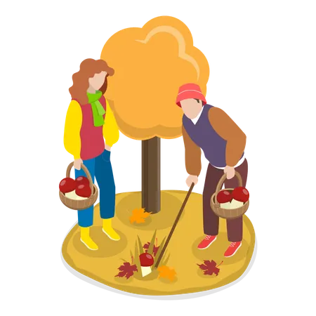 Mushroom Picking  Illustration