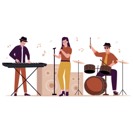 Music band performance on stage  Illustration