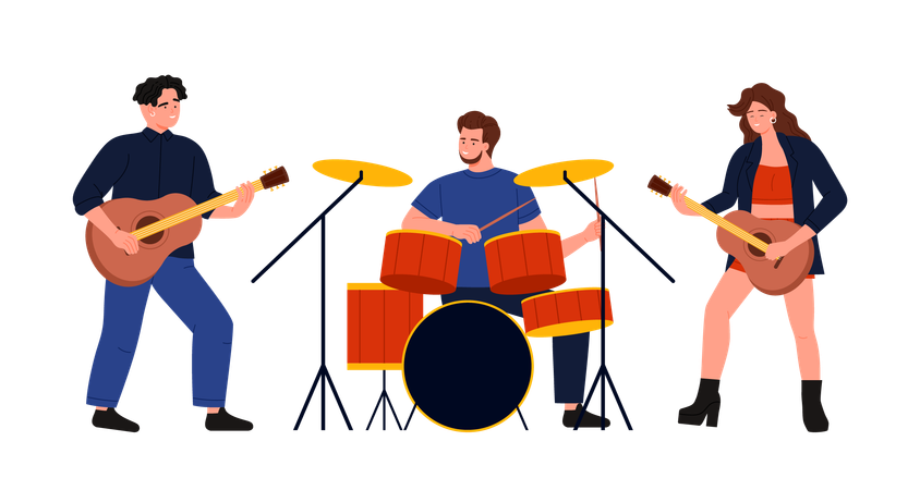 Music Band Performing  Illustration