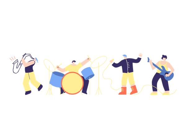 Music band performing in concert  Illustration