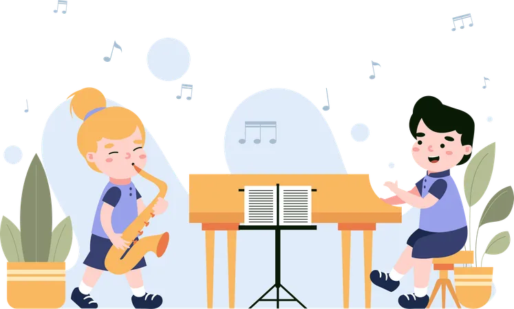 Music Club Kids  Illustration