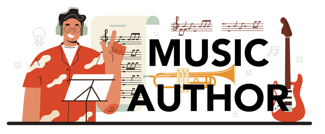 Music Composer making and playing  Ilustração