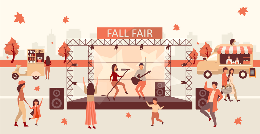 Music concert at Fall fair Illustration