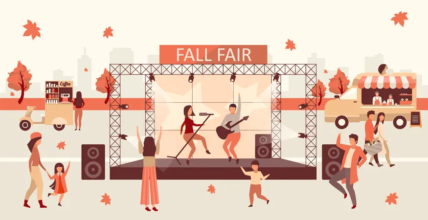 Music concert at Fall fair  Illustration