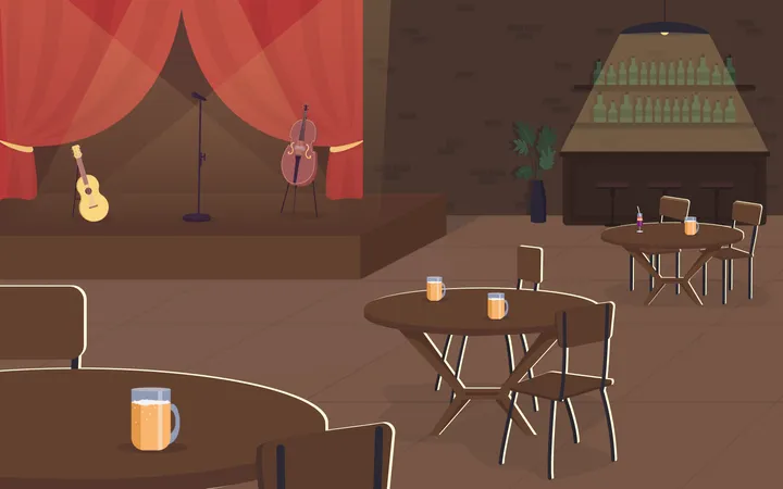 Music concert in pub  Illustration