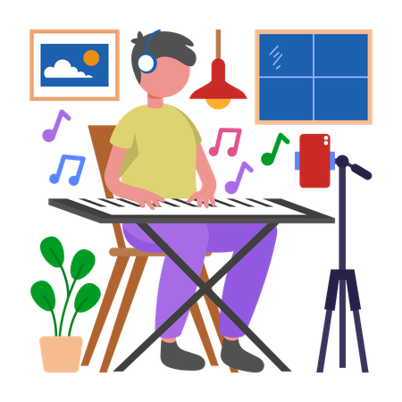 Music Content Creator making content  Illustration
