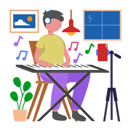 Music Content Creator making content  Illustration
