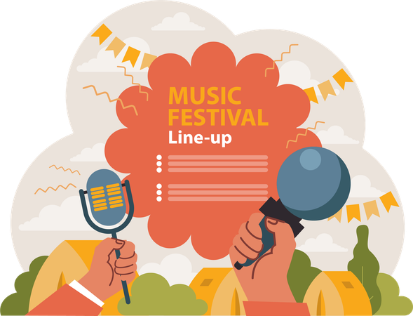 Music festival line up  イラスト