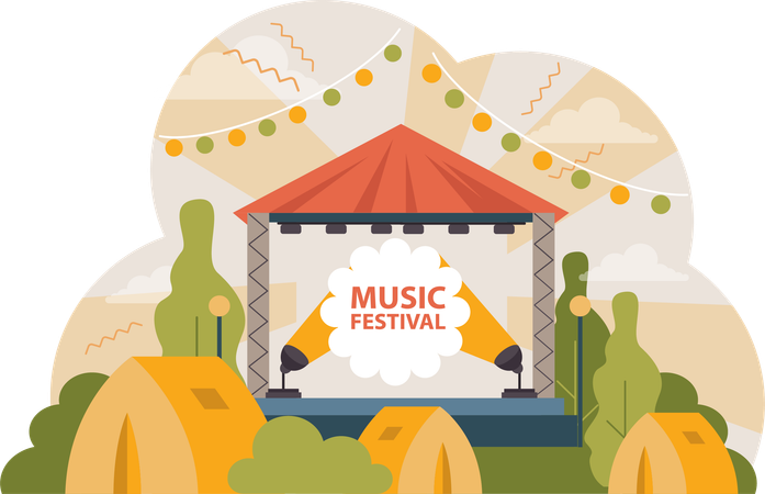 Music festival stage  Illustration