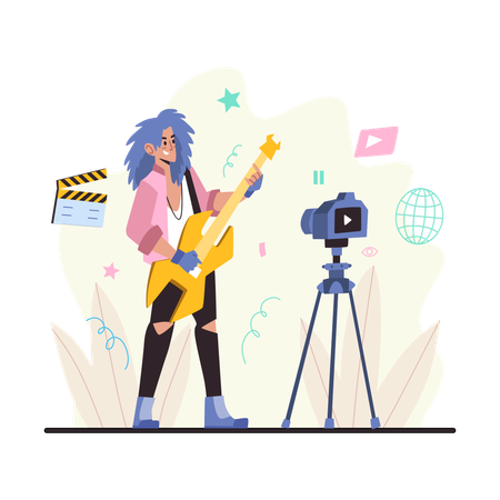 Music influencer shooting video  Illustration