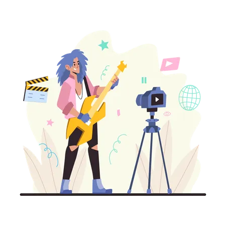 Music influencer shooting video  Illustration