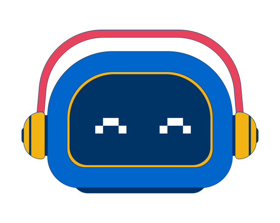 Music listening robot with headphones  Illustration