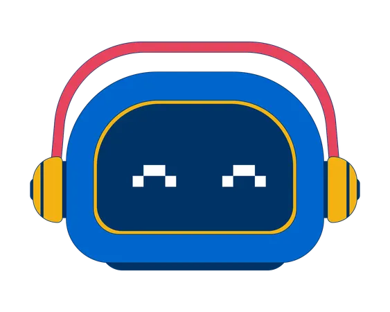 Music listening robot with headphones  Illustration