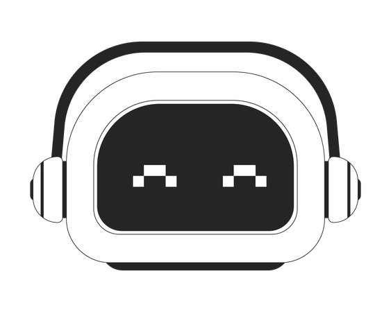 Music listening robot with headphones  Illustration