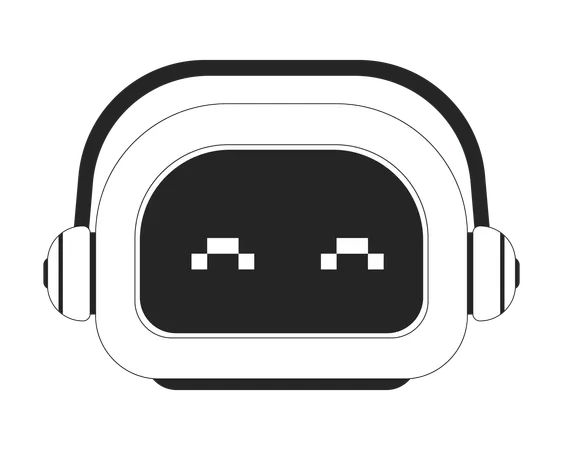 Music listening robot with headphones  Illustration