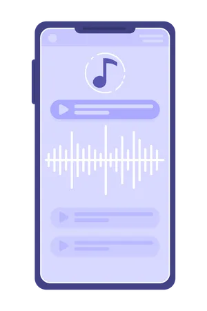 Music Player App On Mobile Phone Flat Concept Vector Spot Illustration Editable 2 D Cartoon Icon On White For Web Design Playlist With Songs Podcasts Creative Idea For Website Mobile Magazine 일러스트레이션