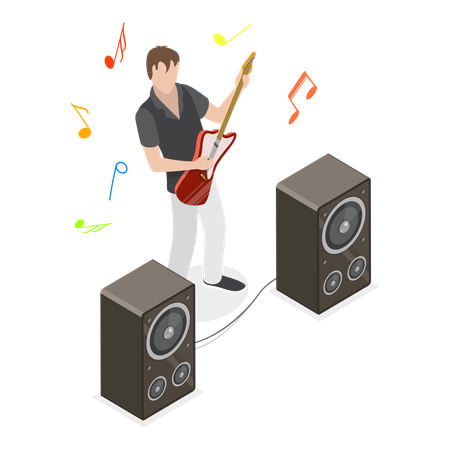 Music singer is singing in musical concert  Illustration