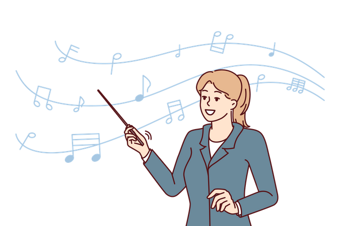 Music teacher teach music in class  Illustration