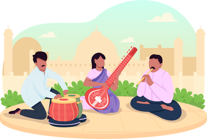 Musica tradicional india  Ilustración