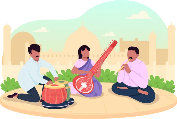 Musica tradicional india  Ilustración