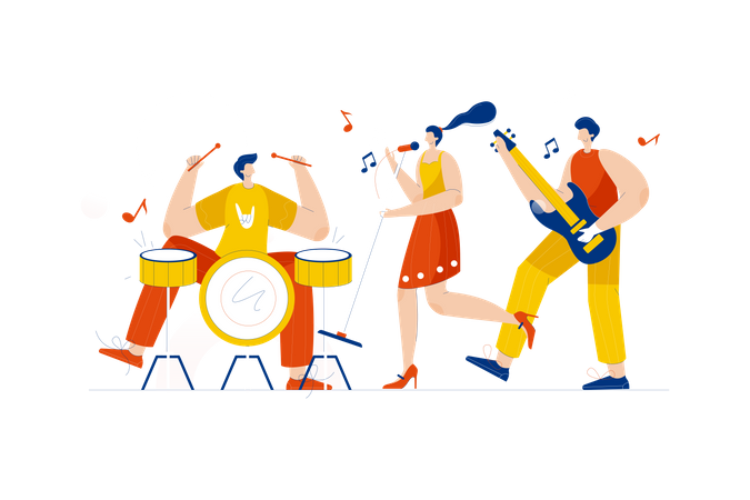 Musical Band performing Illustration