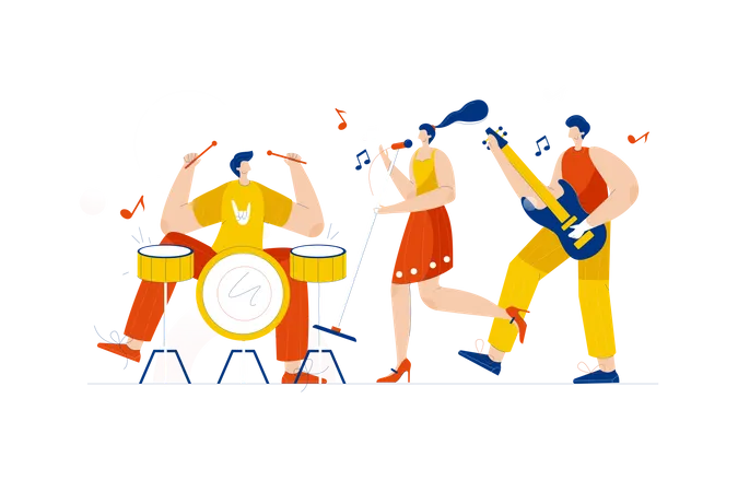 Musical Band performing Illustration